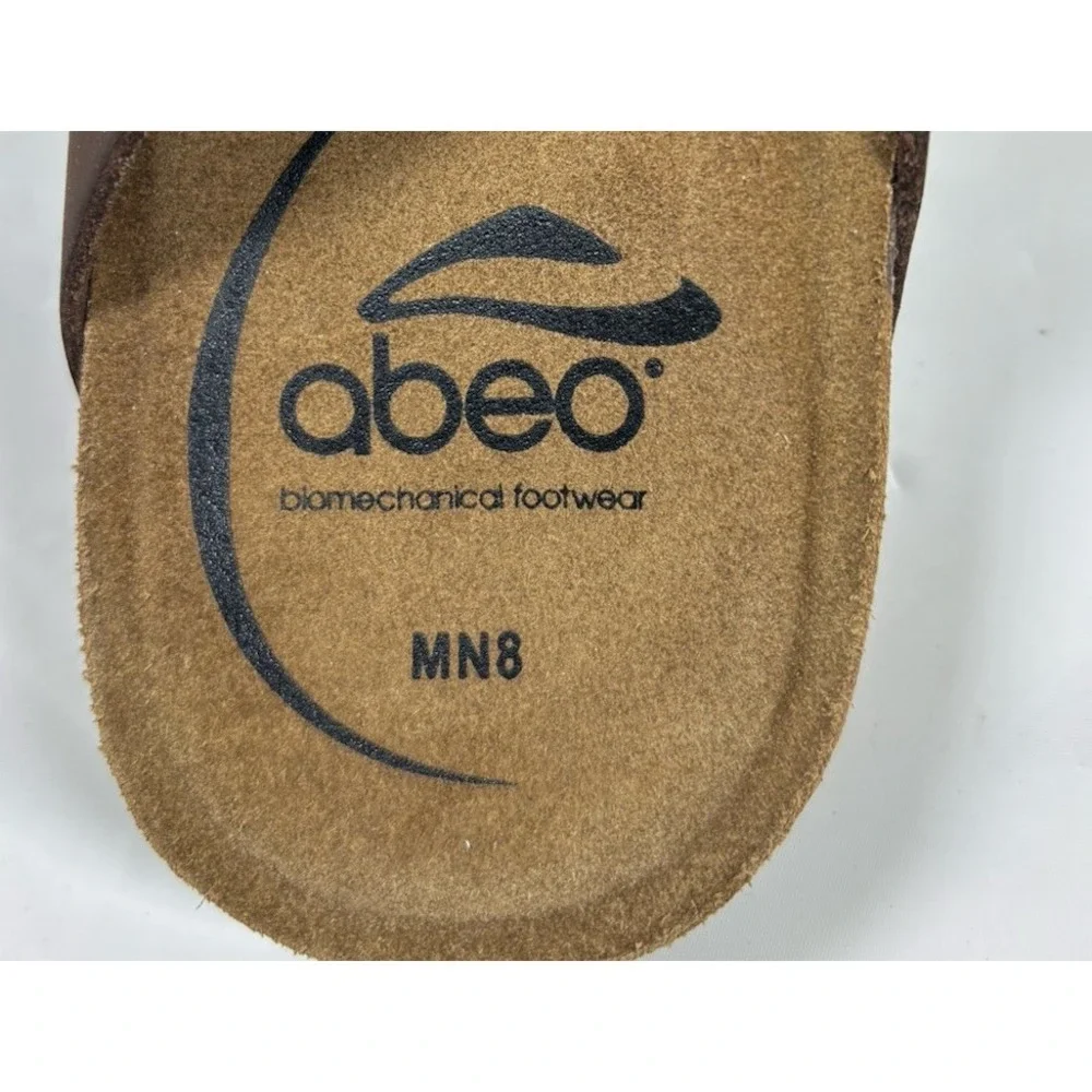 Abeo Sandals Mens N 8 Double Strap Brown Leather Comfort Slide‎ Arch Support